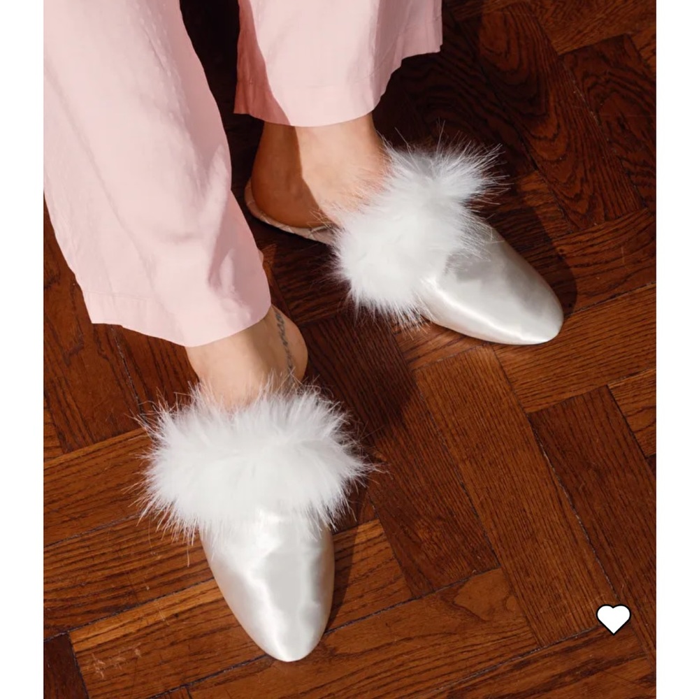 & Other Stories Satin Slippers in White/Silver